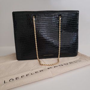 Loeffler Randall Croc Patent Leather Tote in Black